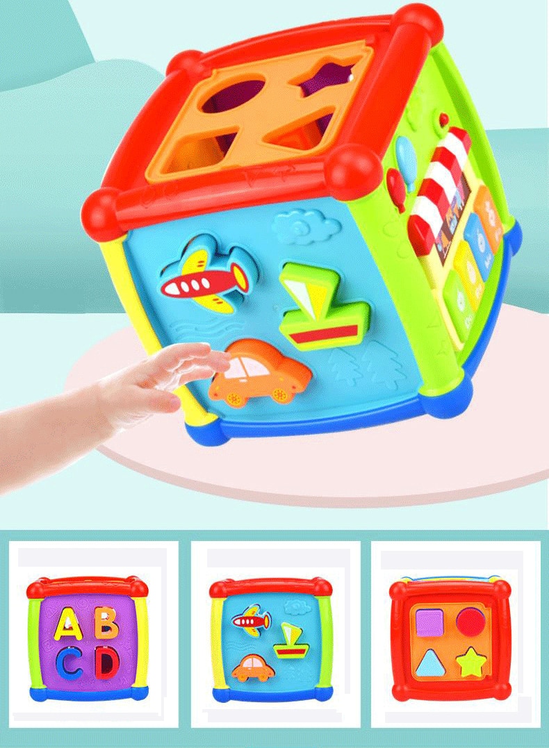 Multifunctional Musical Toys Toddler Baby Box Music Activity Cube Gear Clock Geometric Blocks Sorting Educational Toys